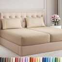 Split King Size 5 Piece Sheet Set - Comfy Breathable & Cooling Bed Sheets Set - Hotel Luxury Bedding for Women, Men, Kids, Teens, Boys & Girls - Deep Pockets, Soft and Wrinkle Free - Oeko-Tex - Cream