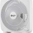 Comfort Zone 9-inch Portable Box Fan  Compact Desktop Cooling Fan with 3-Speeds, Quiet Operation, Built-in Carry Handle & Safety Grill  ETL Listed for Home, Office, or Dorm  White