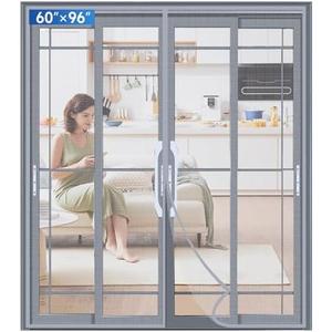 LONGEAS Upgraded PET Mesh Magnetic Screen Door - Stronger Than Fiberglass & Polyester, Hands Free, Keep Bugs Out, Pet & Kid Friendly, Suitable for Sliding & Patio Doors - 60" X 96"