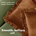 Velvet Throw Pillow Covers Set of 2, Soft Decorative Ruffle Cushion Cases for Couch Sofa Bedroom, 18 x 18 Inches, Camel