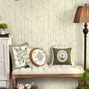 CiCiwind Gold Geometric Wallpaper Peel and Stick Wallpaper Beige and Gold Removable Wall Paper Striped Hexagon Contact Paper Self Adhesive Waterproof Vinyl for Bedroom Bathroom Wall 15.7"x393"