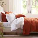 LEAONME Full/Queen Quilt Set 3 Pieces, Lightweight Burnt Orange/Rust Bedspread-90''x98'', Soft Microfiber Summer Quilt, Luxurious Warm Coverlet Set for All Seasons (Includes 1 Quilt, 2 Shams)