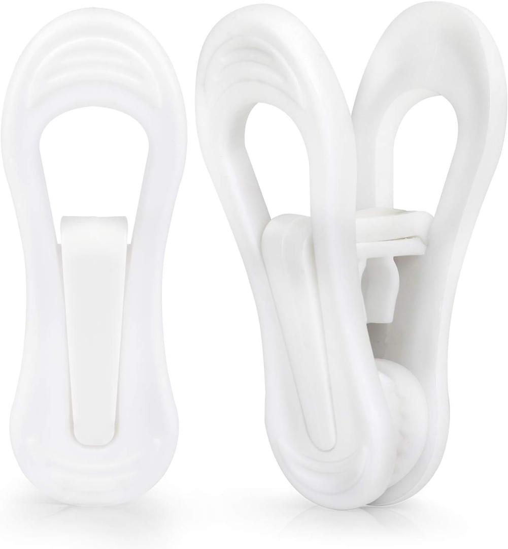 Tinfol White Plastic Hanger Clips, 24 Pack Hanger Clips- Strong Pinch Grip Finger Clips for Plastic Clothes Hangers, Multi-Purpose Hangers Clips