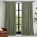RYB HOME Sage Green Velvet Curtains 84 inches, Room Darkening Super Soft Velvet Drapes with Pleat Tape for Living Room, Thermal Insulated Window Treatment for Bedroom, W52 x L84 inch, 2 Panels