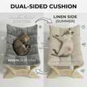 JSPYFITS Elevated Cat Bed Hammock, Raised Orthopedic Dog Bed with Dual-Sided Plush & Linen Cushion, Modern Cat Furniture for Medium to Large Cats, Easy Assembly(Gray)