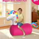 JOSEN Bouncy Hopper Giant Unicorn Ride On Toys, Inflatable Bouncing Animal Hopper with Hand Pump, Jumping Hopping Toys Up to 250lbs, Indoor Outdoor Bouncers for Teen Kids Girls Boys Ages 5+ (2 Pack)