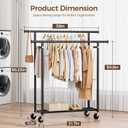 HYSEYY Clothes Rack, Double Rods Rolling Clothing Rack for Hanging Clothes, Portable Garment Rack with Wheels, Coat Rack Wardrobe Closet Load 240 LBS for Bedroom Laundry Room, Black