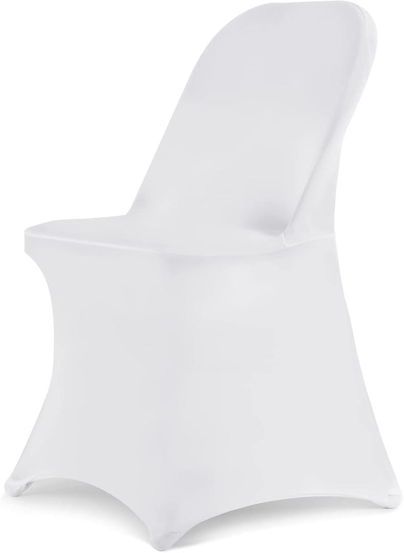 HAINARverS Folding Chair Covers for Wedding, 10pcs Stretch Spandex Washable Fabric Chair Cover, Decoration Chair Cover for Wedding, Party, Banquet, Birthday, Conference, Event(White, 10 PCS)