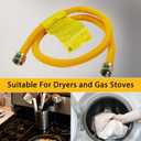 72" Flexible Gas Line Kit for Dryer, Stove, Range, Stainless Steel Gas Dryer Connector Kit, Fitting size: 1/2" FIP & 1/2" MIP & 3/4" MIP Fitting, Not Fit All Appliance, Yellow