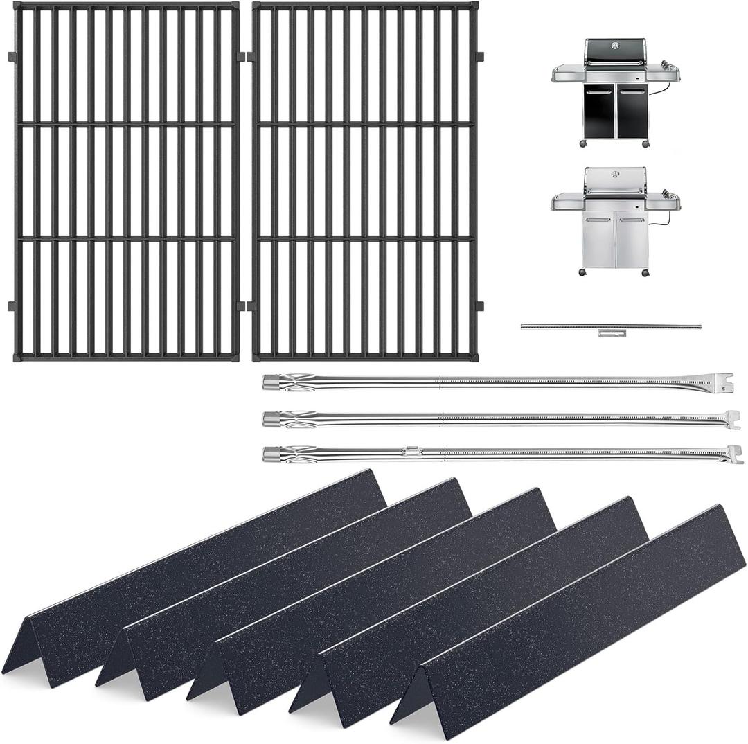 Grill Parts for Weber Genesis 300 with Side Control (2007-2010), Genesis Grill Grates, 24.5" Flavorizer Bars, 304 Burner Tube Replacement, Fits Genesis E310 E320 S310 S320 EP310 EP320, 7524 67722 7640