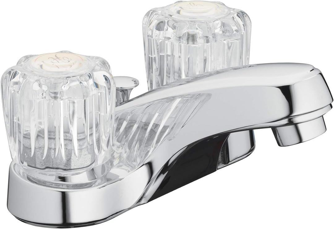 Aqua Vista 10-B421-AV Two Handle Bathroom Sink Faucet, Polished Chrome with Acrylic Round Knobs