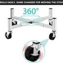 Expandable 15-27" Fire Pit Rolling Stand Heavy-Duty 360 Swivel & Locking Wheels, Universal Fit for Solo Stove & Ninja Fireside 360, Rust-Proof Stainless Steel for Patio, Camping, Outdoor