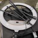 22"Ring Light with Stand,Ring Light Tripod for iPhone ipad,with 75"Tripod/LCD Display/4 ipad iPhone Clips/2 USB Ports,2600K-6500K Color Temperature,for Barber Makeup Tattoo TikTok Video Recording Vlog (Black)