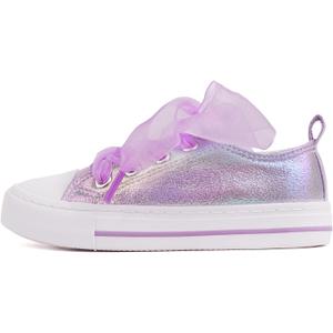 ToandonToddler Kids Sneakers Sparkle Fashion Glitter Sequins Canvas Shoes (1 Big Kid, Pearl Ribbon Purple)