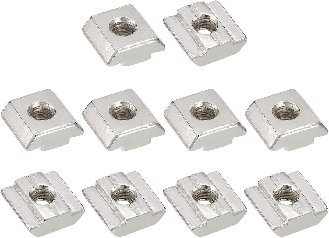 uxcell T Nuts, 50pcs - Nickel Plated Carbon Steel T Slot Bolts, 3030 Series M6 Hammer Head Fastener, Sliding T Nuts for Aluminum Extrusion Profile (Silver)