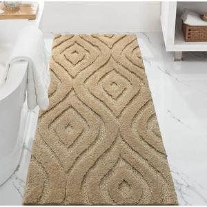 DEXDE Bathroom Rugs Runner 24x72 Long Bath Rug Non Slip Soft Washable Large Bath Mats for Bathroom Bedroom Hallway Kitchen Floor Carpet Modern Boho Decor, Beige