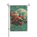 Santa Claus Garden Flag 12x18 Inch Double Sided Outdoor Flag Decorations Burlap Yard Flag For Holiday Outside Home