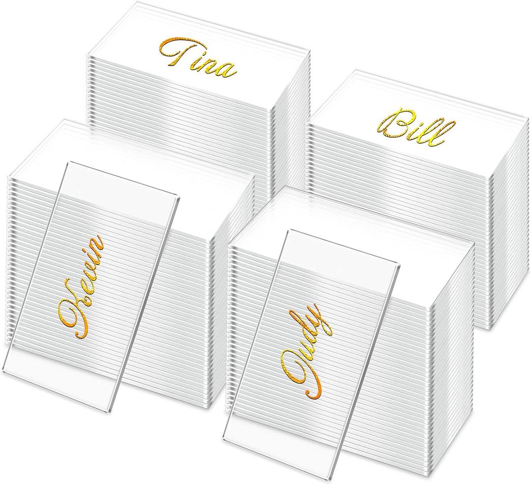 Yalikop 80 Pcs Clear Acrylic Place Cards Blank Wedding Name Plate Handwritten Name Tag for Wedding DIY Table Setting Banquet Reception Birthday Party,3.5 x 2 Inches