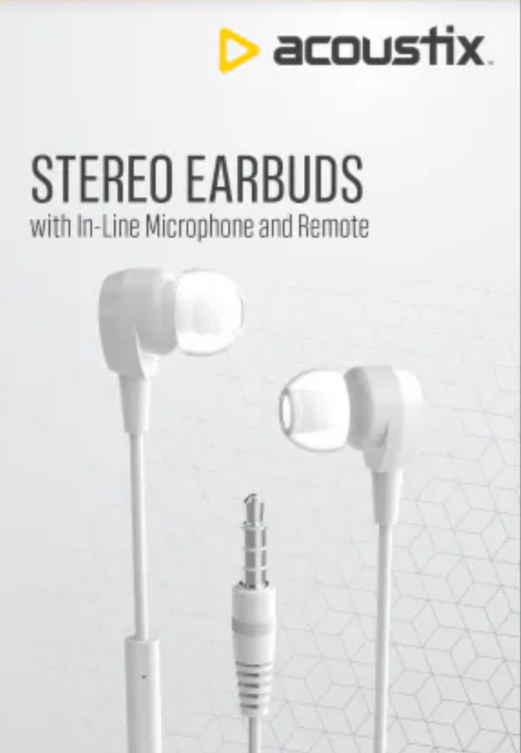 Acoustix Stereo Ear Buds with Microphone - White