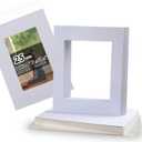 Acid Free 25 Pack 11x14 Pre-Cut Mat Board Show Kit for 8x10 Photos, Prints or Artworks, 25 Core Bevel Cut Matts and 25 Backing Boards and 25 Crystal Plastic Bags, White
