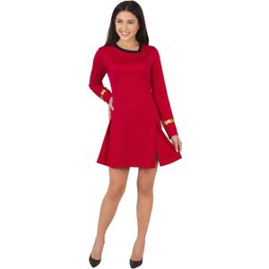 Starfleet Captain Officer Duty Dress for Women Halloween Starship Commander Cosplay Costume Red Uniform (Medium)