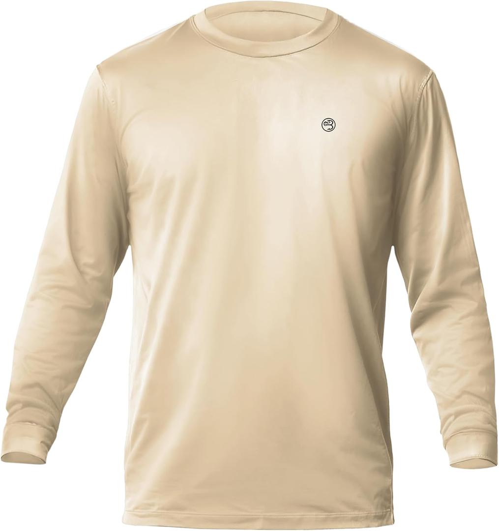 Mens Dry-Fit UPF 50+ Sun Shirt, Fishing Shirts for Men Long Sleeve, SPF Shirts for Men, Men's Rash Guard Shirts (Beige, XXL)