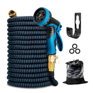 KOTTO Expandable Garden Water Hose, 10 Spray Nozzles, Anti-Rust Solid Brass Connector, Lightweight No-Kink Flexible - Blue 50ft