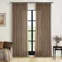TWODRAPES Dutch Cocoa 90 Inch Linen Curtains Pinch Pleated Living Room Bedroom Dining Boho Brown Light Filtering Pinch Pleat Drapes Hooks Rings Back Tab Semi Sheer Dark Brown Window Curtains 2 Panels
