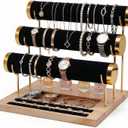 Three-Tier Bracelet Display Rack, Jewelry Display Rack. Multi-purpose Necklace Storage Rack, Watch, Bracelet, Ring and Other Jewelry Storage Rack with Tray