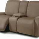 ULTICOR Reclining Love Seat with Middle Console Slipcover, 8-Piece Yarn Dyed Loveseat Reclining Sofa Covers, 2 seat Loveseat Recliner Cover, Thick, Soft, Washable (Sand)