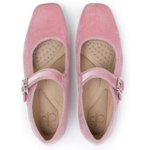Women's Square Toe Ballet Flats - Mary Jane Shoes with Adjustable Strap, Slip On Comfortable Work Flats,Satin Soft Leather Dressy Shoes (7, Pink)