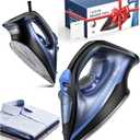 Home Steam 1500W Steam Iron & Vertical Steamer, 350ml Leak-Proof Tank, Auto-Off Safety, Burst of Steam, Self-Clean, Anti-Calc, Anti-Drip, Ceramic Soleplate Dark Blue