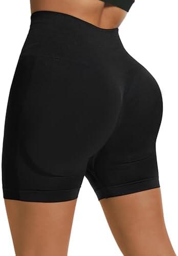 Athletic Workout Bike Shorts for Women, Seamless Squat-Proof - High Wiast Butt Lifting, Spandex Shorts for Gym Yoga Runing Size M