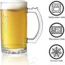 Okllen 8 Pack 16 Oz Glass Beer Mug with Handle, Heavy Large Glass Steins Beer Cups with Stainless Steel Straws, Heavy Base, Thick Drinking Glasses for Freezer, Bar, Cocktail, Alcohol, Beverages, Soda