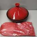 Uno Casa Tagine Pot - 3.65-Quart Moroccan Tajine with Enameled Cast Iron Base and Ceramic Cone-Shaped Lid, High-Quality Cookware- Red Double Oven Mitts Included