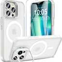 Fin2feel for iPhone 13 Pro Case with Screen Protector, Compatible with MagSafe, Magnetic Phone Case with Camera Stand Protective Shockproof Matte Cover Case for iPhone 13 Pro (Clear)