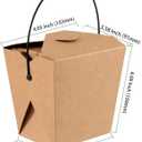 PINGEUI 100 Pack 26 oz Chinese Take Out Boxes, Brown Kraft Take Out Boxes with Handle, Leak and Grease Resistant Stackable to Go Boxes Food Container for Weddings, Party Favors, Restaurant, Unfolded