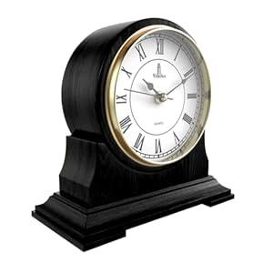 Mantel Clock for Living Room - Black Wood Mantle Clock Battery Operated - Silent Wooden Mantle Clock for Living Room Decor Above Fireplace Mantel, Office, Table, Shelf & Home Décor Gift 9x8.5