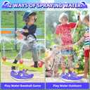 2-in-1 Water Sprinkler Baseball Toy Set for Kids, Summer Outdoor Water Game with 2 Sprinkler Heads, 360 Rotating Sprinkler for Backyard Summer Fun
