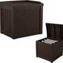 Suncast Outdoor Deck Box - 22 Gallon Java Resin Outdoor Storage Box, Weatherproof Patio Storage Bin Container for Seating & Organizing Cushions, Tools & Towels for Pool, Yard, & Garden