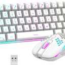RedThunder Combo de teclado y mouse inalmbricos 60% para juegos, batera recargable de 2500 mAh, teclado mecnico RGB pequeo ultracompacto, mouse ptico de panal ligero para juegos/negocios, color