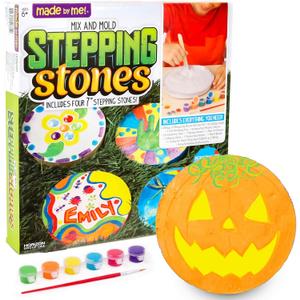 Made By Me Mix & Mold Your Own & Make 4 DIY Personalized Stepping Stones, Great Spring & Summer Weekend Activity, Perfect Keepsake, Birthday Party Idea for Kids Ages 5, 6, 7, 8, 9, Multicolor
