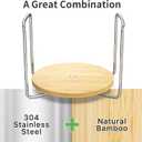 Wisuce Dish Racks for Kitchen Countertop Organizer - Bamboo Plate Holder Adjustable Size | Stainless Steel 304 Portable Handle for Kitchen Drawer Countertop Cupboard Shelf