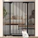 51'' Extra Tall Cat Gate Barrier for Doorways Hallways, Pressure Mounted Pet Dog Gates Ajustable Auto Close, Cat Fence Indoor Climb Proof 30-49'' Wide (Black)