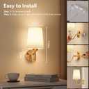 Ouyulong Battery Operated Wall Sconces Set of 2, Wireless Rechargeable Dimmable Wall Light with RGB Bulb and Remote for Bedroom, Living Room, Hallway (Gold)
