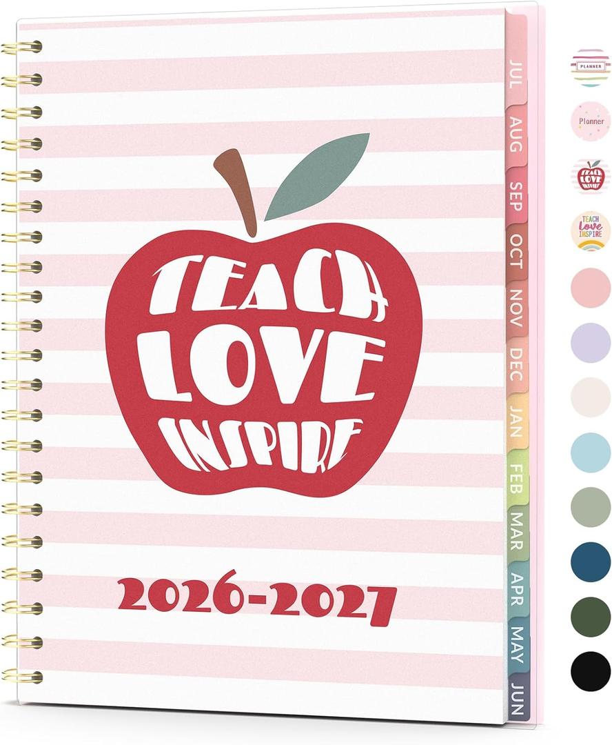 Teacher Planner 2026-2027, Forvencer Academic Planner 2026-2027, Jul 2026 - Jun 2027, 8.5"x11", Weekly & Monthly Planning Book with 7 Periods, School Agenda for Teacher Student, A4, Fruit Style