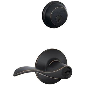 Schlage FB50N V Acc 716 Single Cylinder Deadbolt and Keyed Entry Accent Lever, Aged Bronze (No Size)