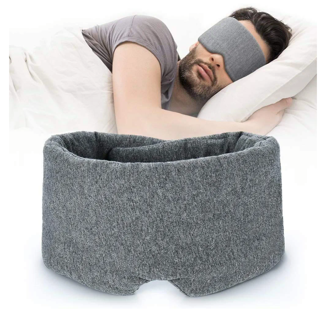 FRESHME Cotton Sleep Eye Mask for Women Men - 100% Blocking Light Travel Blindfold, Soft Zero Pressure Grey Eyes Cover with Adjustable Velcro Strap for Side Sleeper Night Sleeping, Work Nap and Yoga