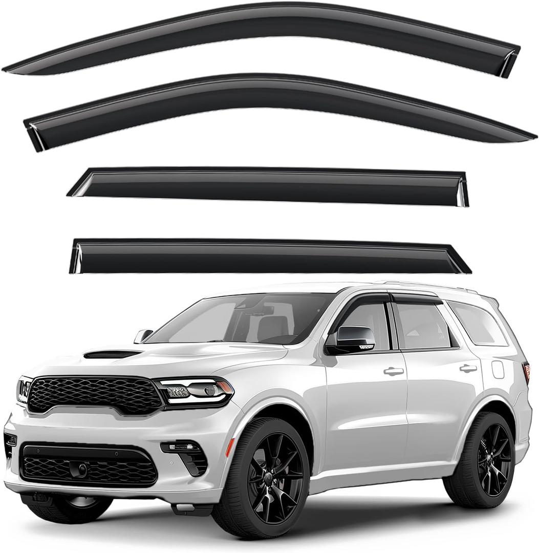 Window Deflectors Smoke Tinted Tape-On Side Window Vent Visor Deflectors Rain Guards Compatible with Dodge Durango 2011-2026 - 4pcs. GW0393
