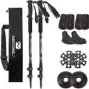 Lightweight Aircraft-Grade Aluminum Trekking Poles - 2 Sticks with Quick Lock System and Extended Down Grip Plus 12pc-Accessory Kit, Telescopic, Ultralight for Hiking, Camping, Walking, Trekking